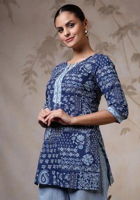 Blue Printed Cotton Tunic