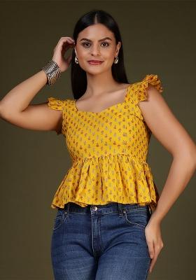 Yellow Printed Cotton Top