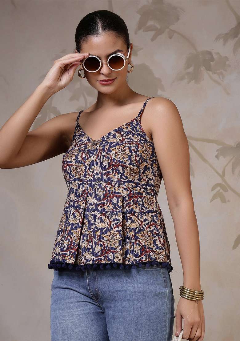 Multi Printed Cotton Kurta - Indya