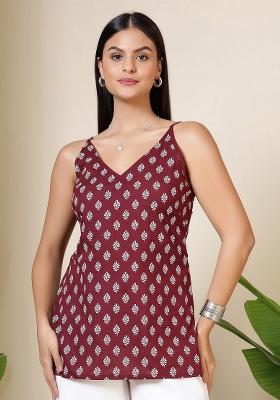 Burgundy Printed Cotton Tunic