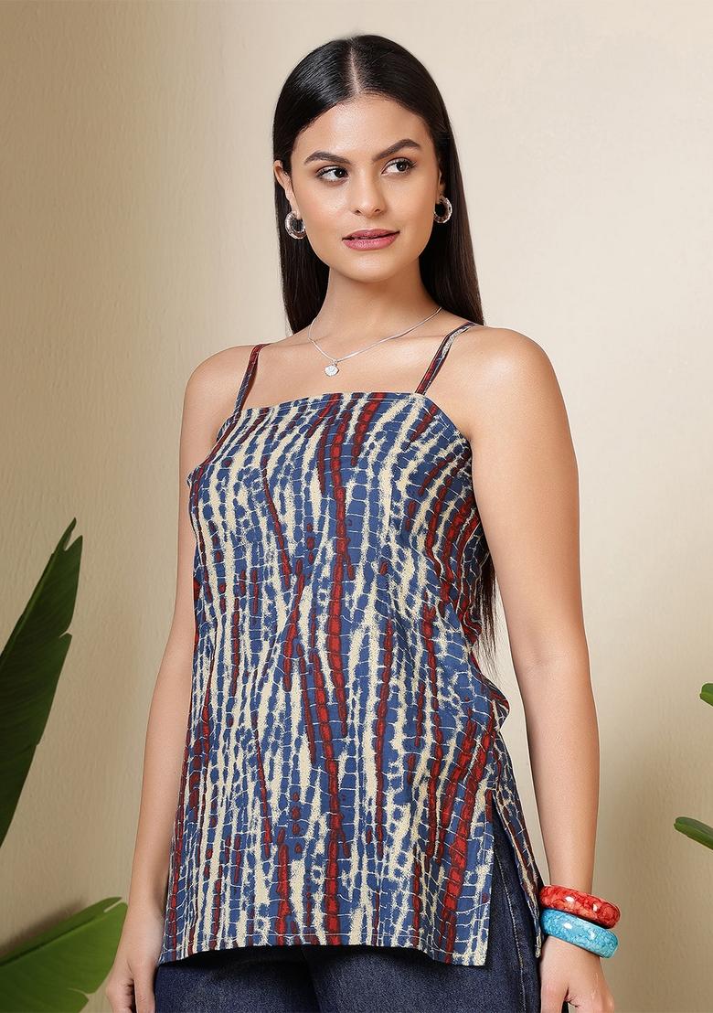 Multi Printed Cotton Tunic - Indya
