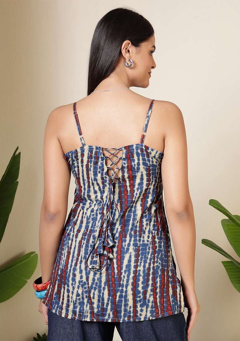 Multi Tie And Dye Cotton Kurta - Indya