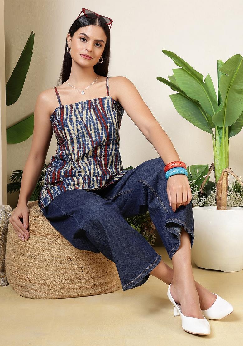 Multi Printed Cotton Tunic - Indya