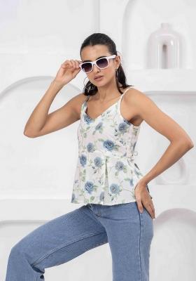 White Printed Cotton Top