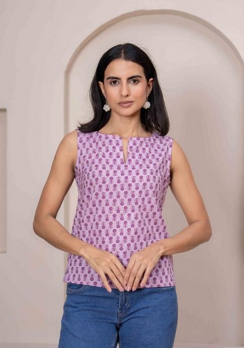 Pink Printed Cotton Top