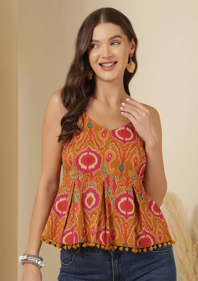 Multicolor Printed Cotton Kurta - Indya
