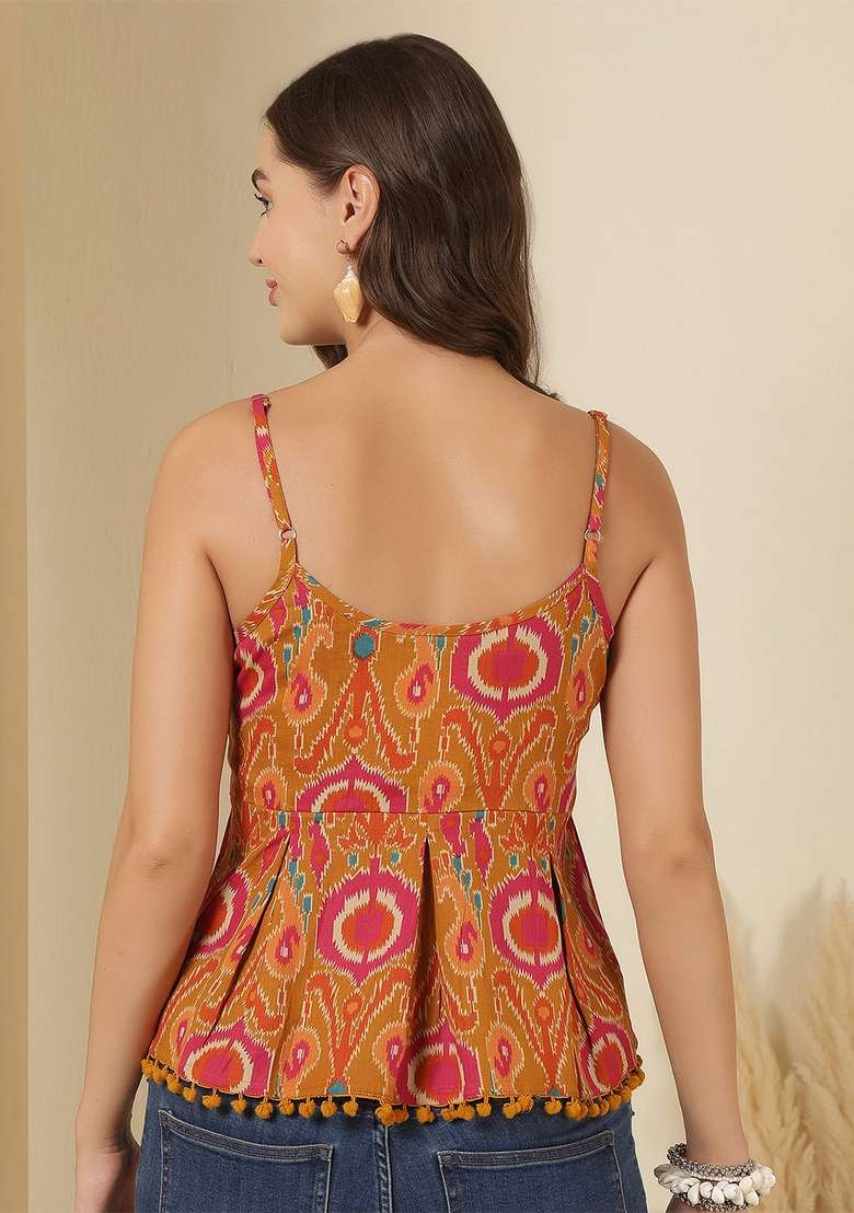 Multicolor Printed Cotton Kurta - Indya