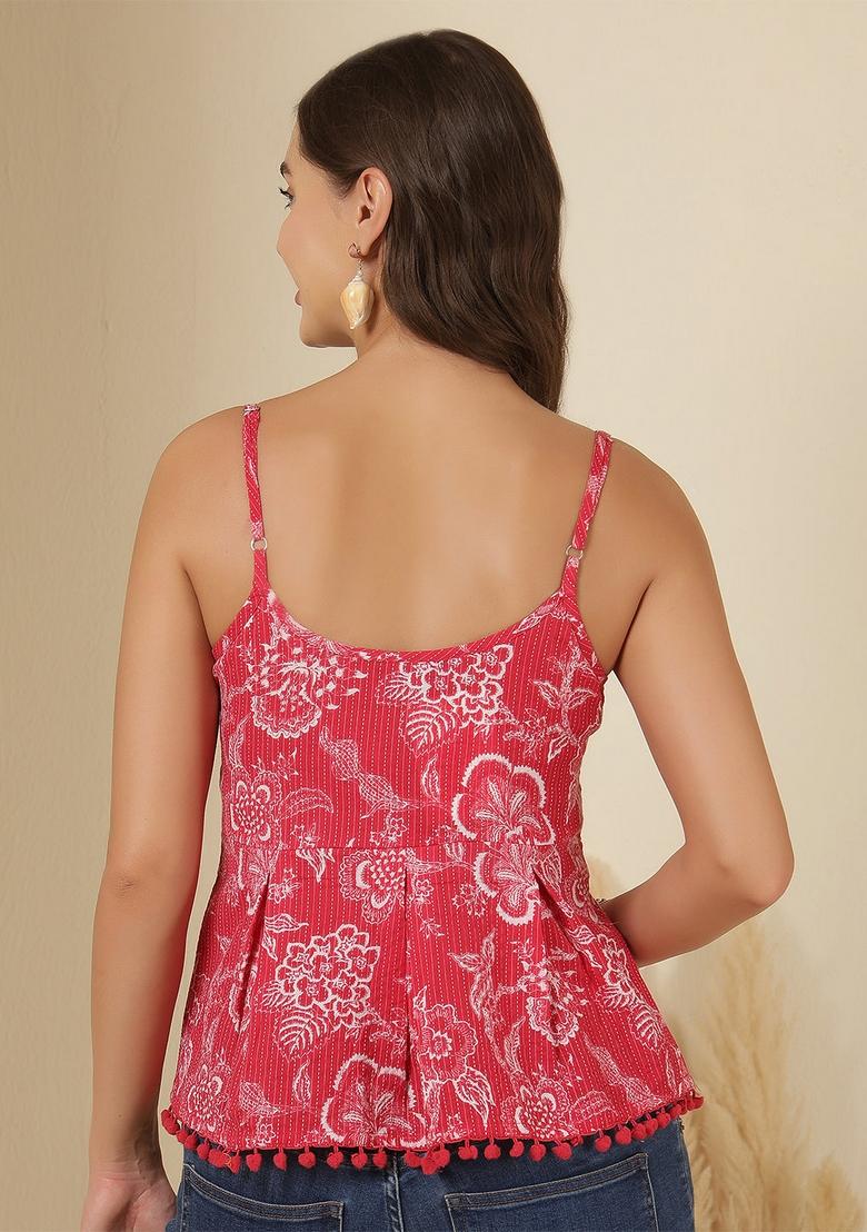 Pink Printed Cotton Top - Indya