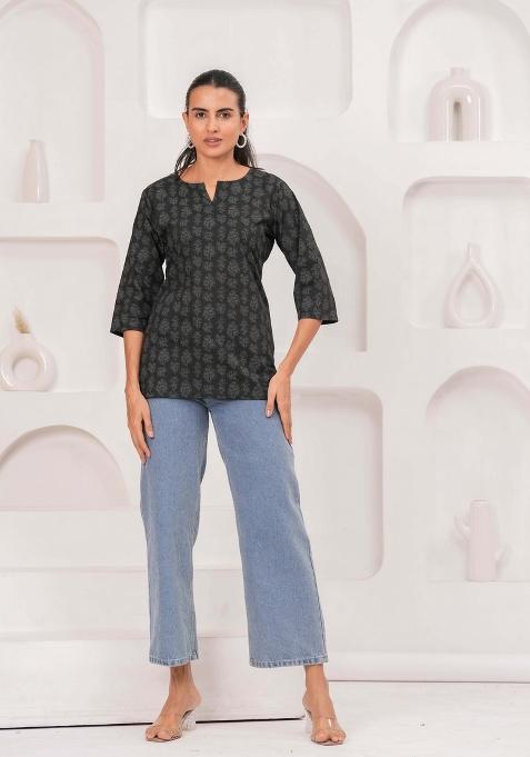Black Printed Cotton Tunic