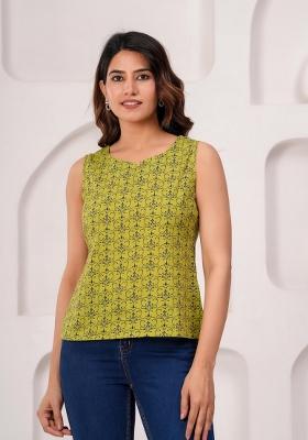 Green Printed Cotton Top