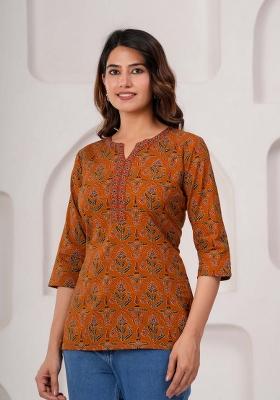 Mustard Printed Cotton Tunic