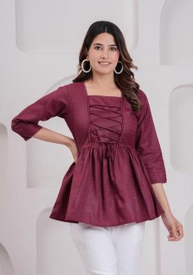 Burgundy Solid Cotton Tunic