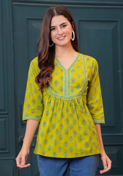 Green Printed Cotton Tunic
