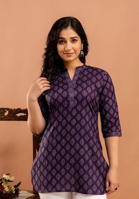 Purple Printed Cotton Tunic