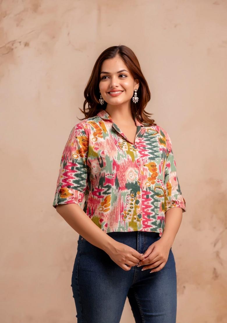 Multicolor Printed Cotton Indo Western - Indya