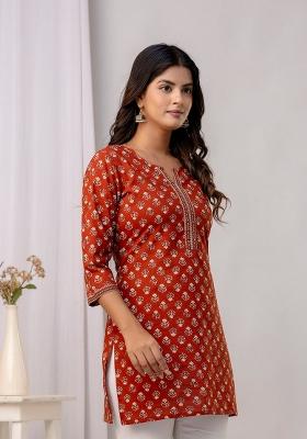 Rust Printed Cotton Tunic