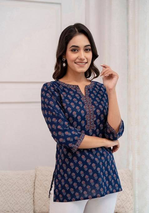 Blue Printed Cotton Tunic