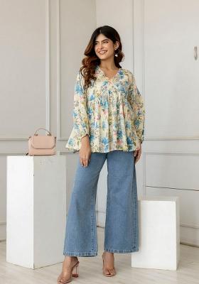 Off White Printed Cotton Tunic