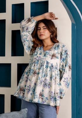 Off White Printed Cotton Tunic