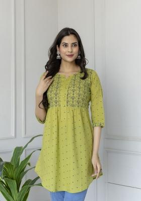 Green Printed Cotton Kurta