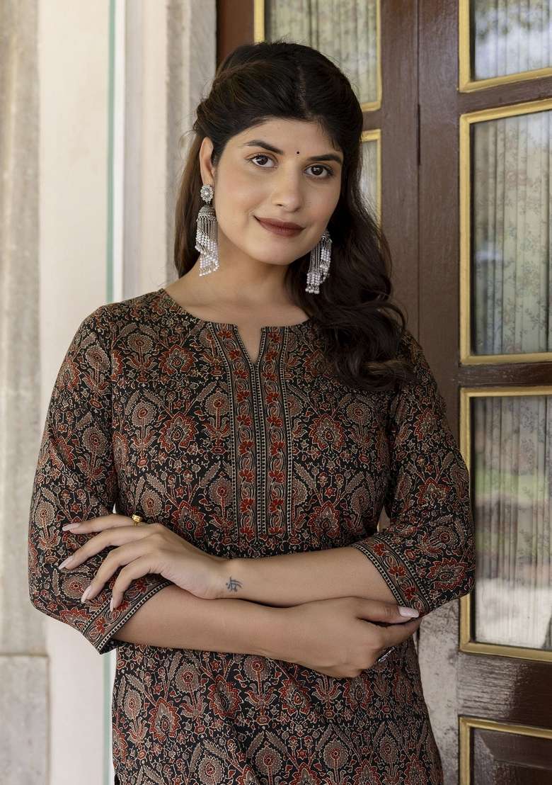 Multi Printed Cotton Kurta - Indya