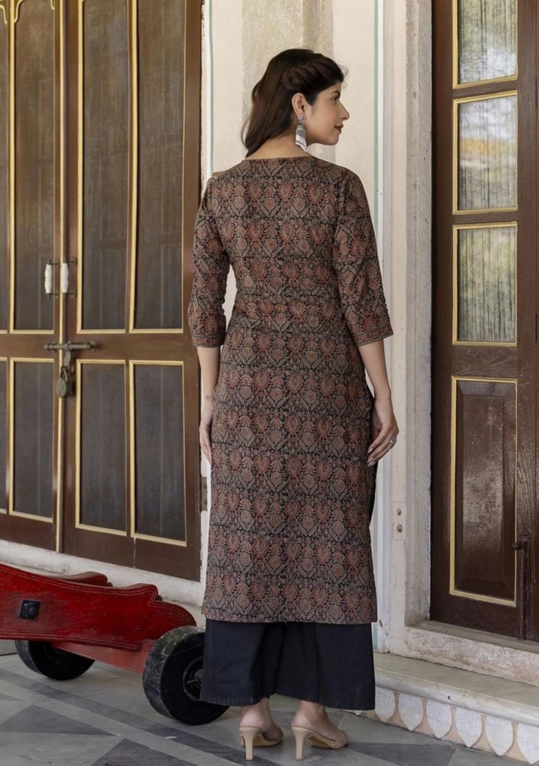 Multi Printed Cotton Kurta - Indya