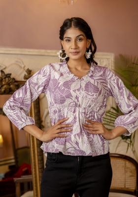 Purple Printed Cotton Top