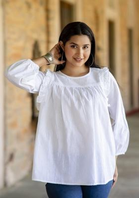 White Floral Cotton Top
