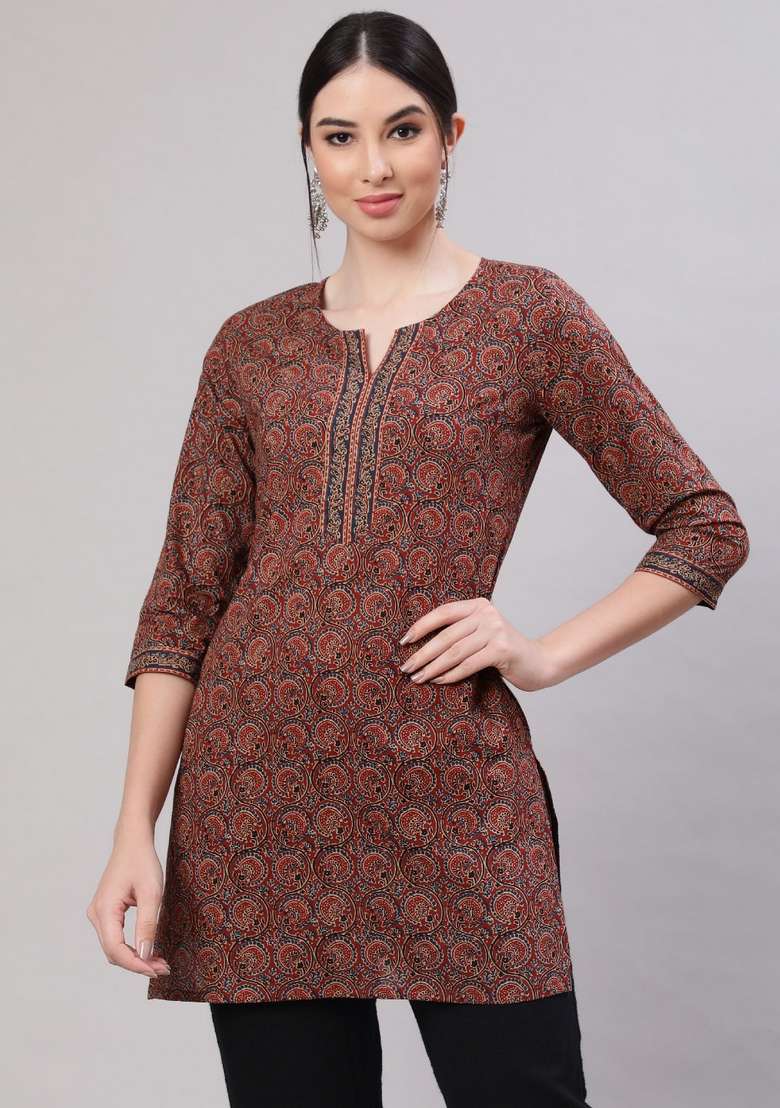 Multi Printed Cotton Kurta - Indya