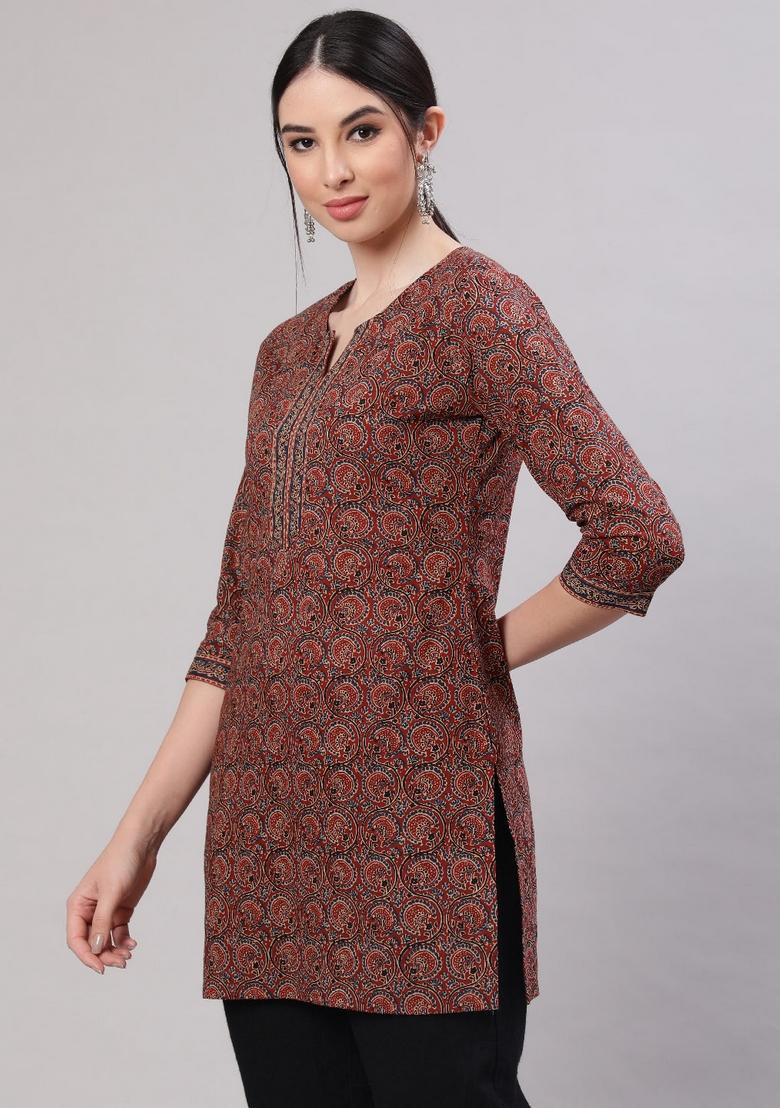 Multi Printed Cotton Kurta - Indya