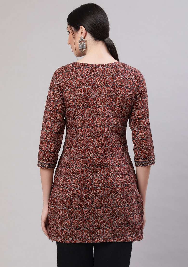 Multi Printed Cotton Kurta - Indya