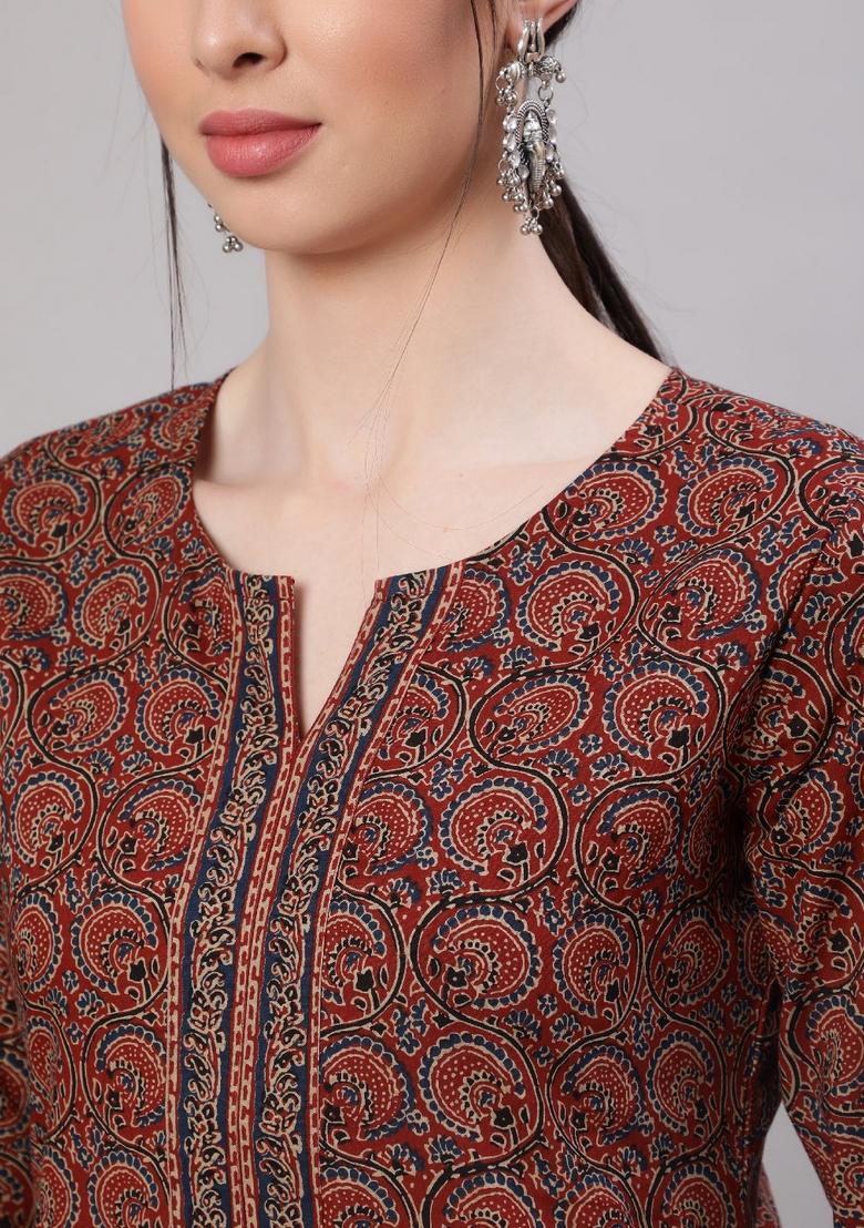 Multi Printed Cotton Kurta - Indya