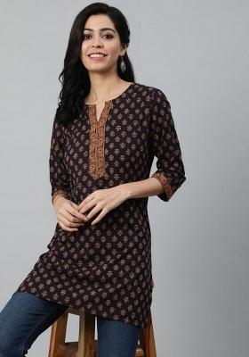 Purple Printed Cotton Kurta