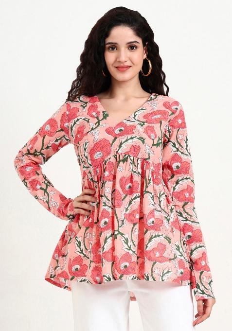 Pink Floral Cotton Top