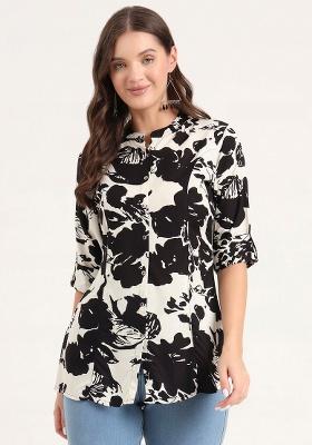 Black Floral Cotton Top