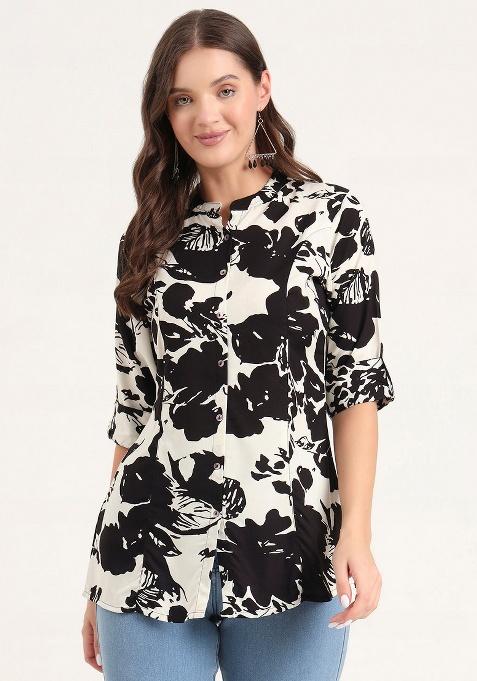 Black Floral Cotton Top
