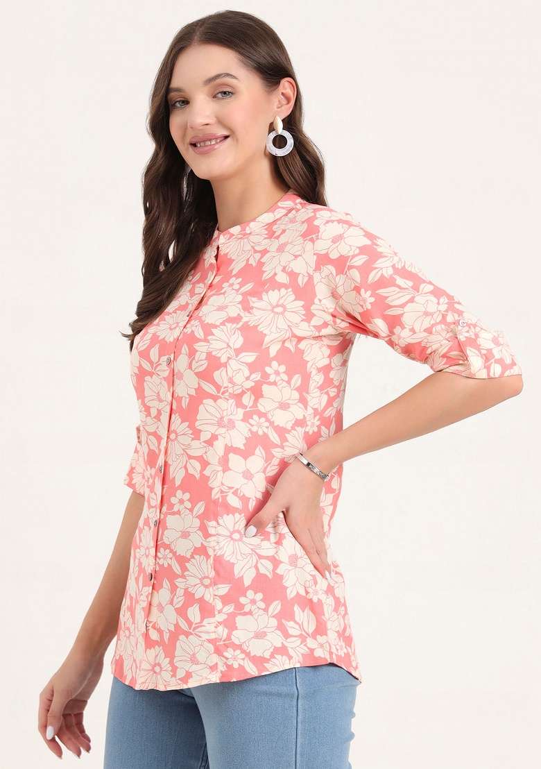 Pink Floral Cotton Top - Indya