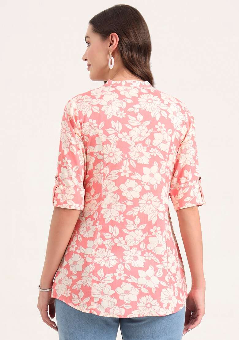 Pink Floral Cotton Top - Indya