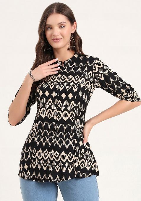 Black Graphic Cotton Top
