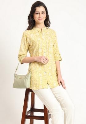 Yellow Printed Cotton Top