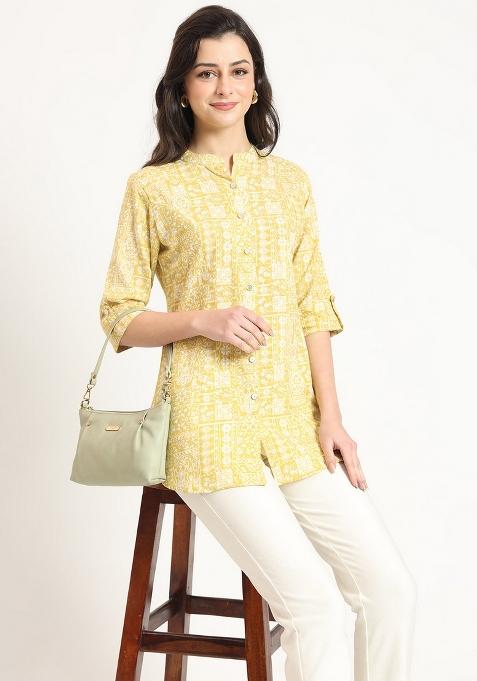 Yellow Printed Cotton Top