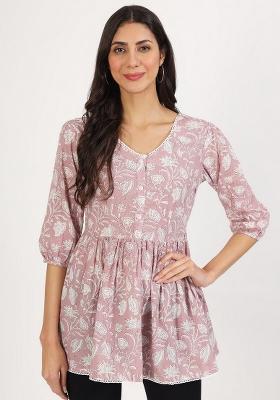 Pink Printed Cotton Top