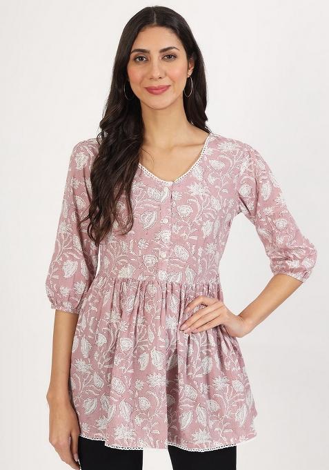 Pink Printed Cotton Top