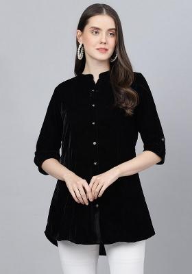 Black Solid Cotton Top