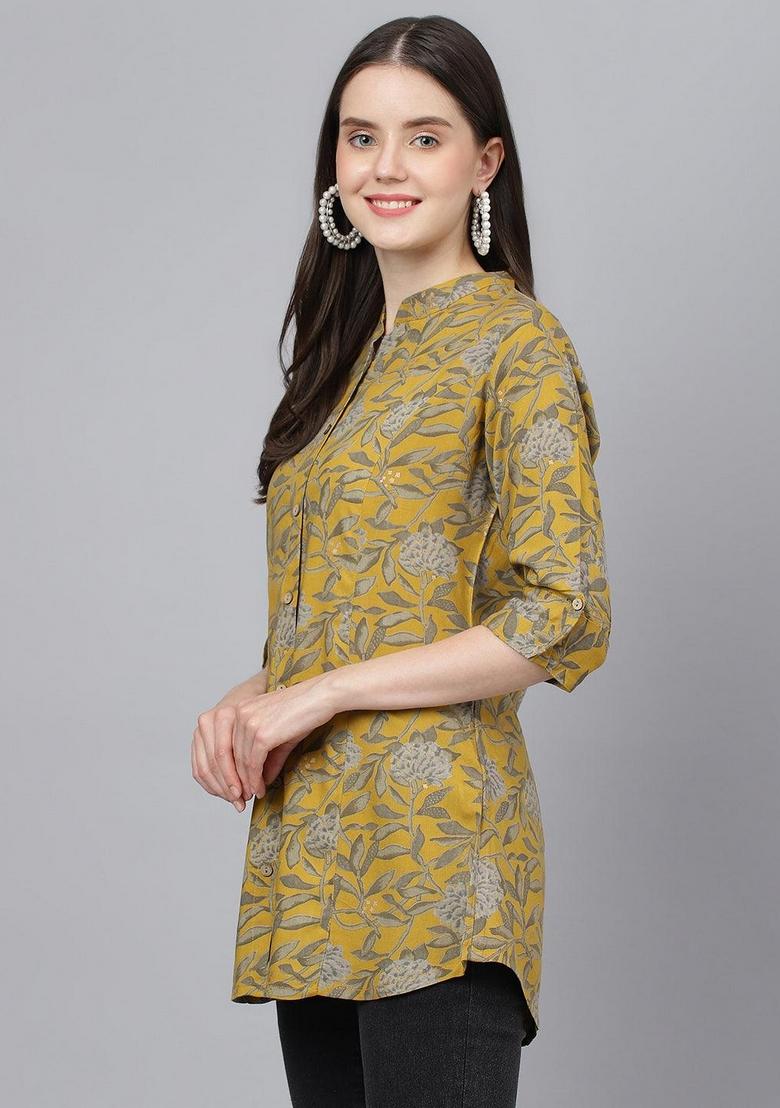 Rust Floral Cotton Top - Indya