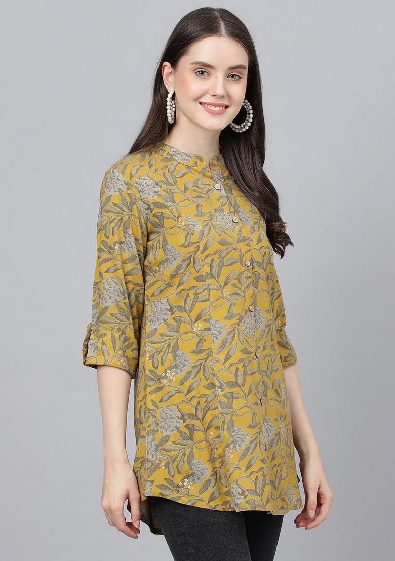 Rust Floral Cotton Top - Indya