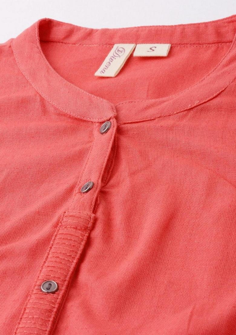 Orange Solid Cotton Kurta Set - Indya