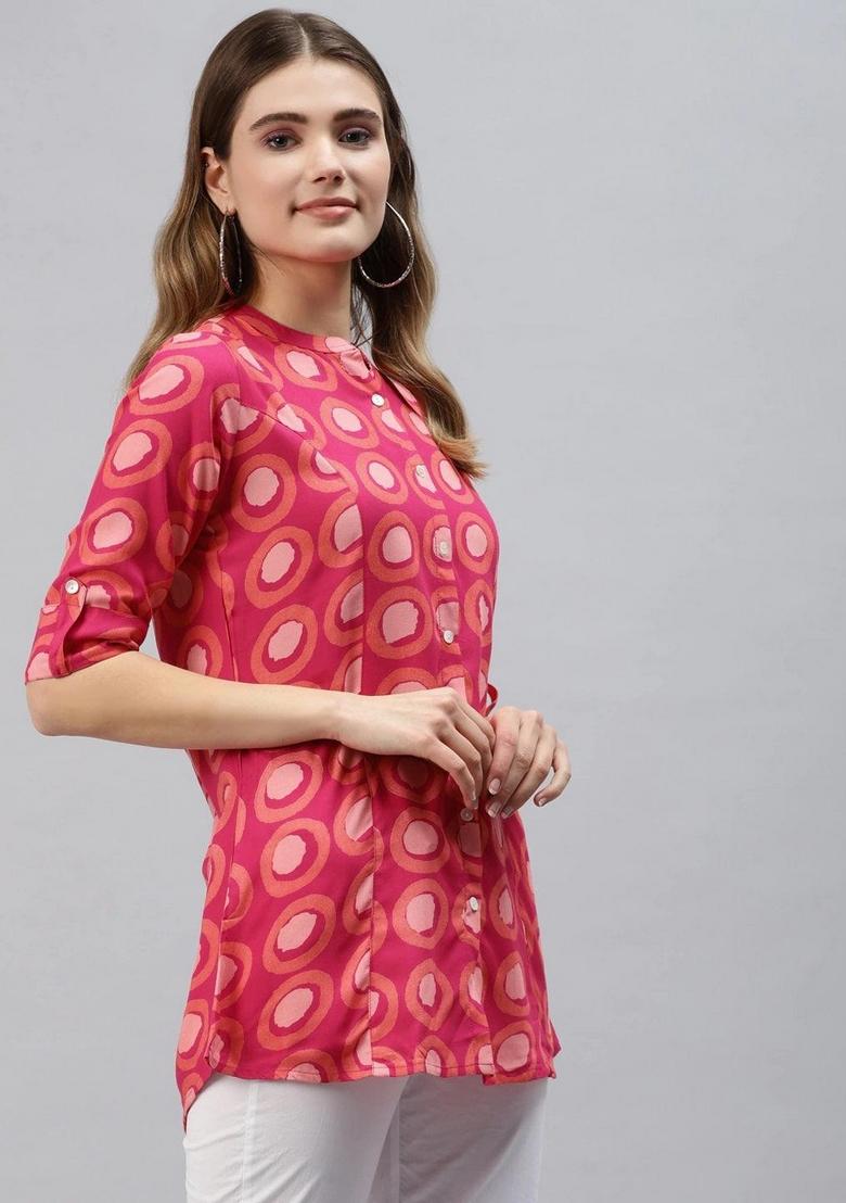 Pink Floral Cotton Top - Indya