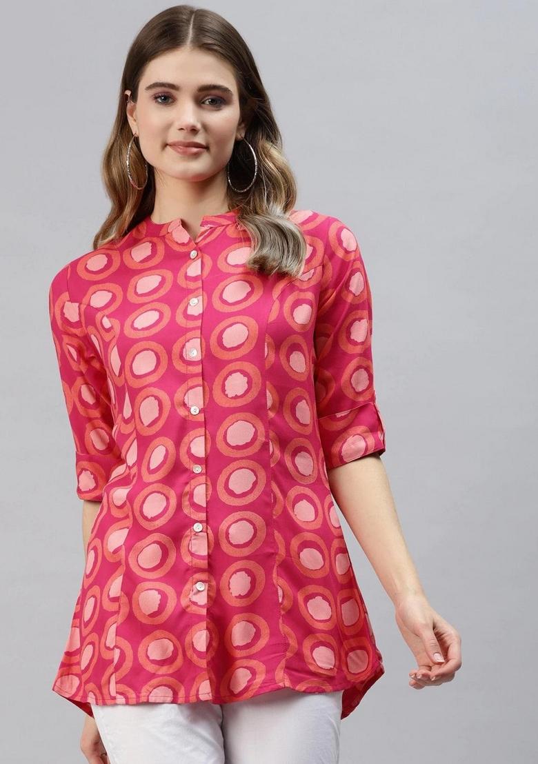 Pink Floral Cotton Top - Indya