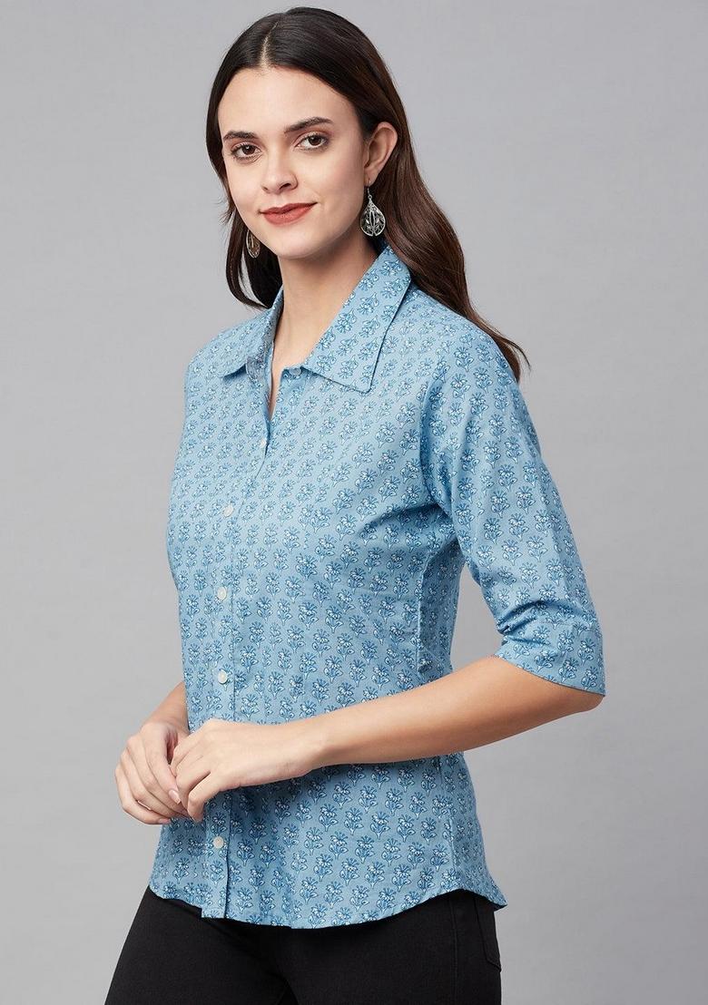 Sky Floral Cotton Top - Indya